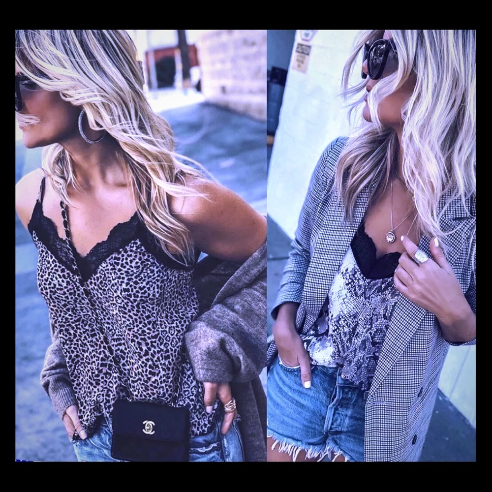 Lace Trimmed Leopard or Snakeskin Cami Top